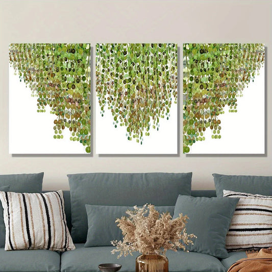 3pcs Green Vine Plant Leaf Classic Design Metal Print Ready to Hang Art