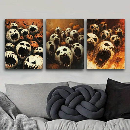 3pcs Screaming White Faces Metal Print Ready to Hang Art