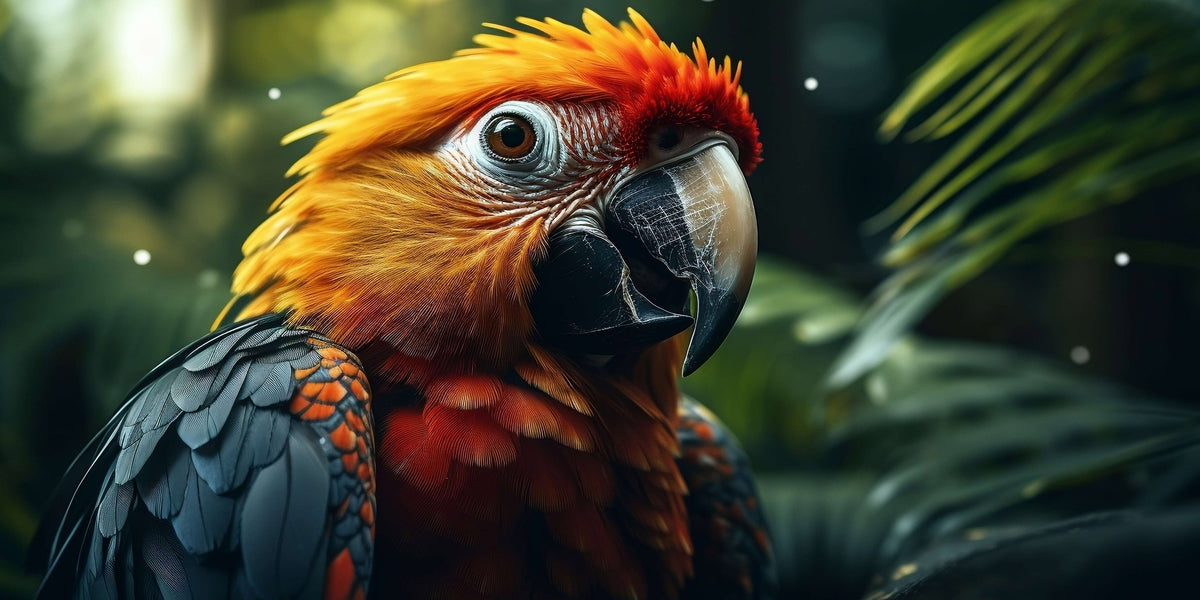 Colorful Scarlet Macaw Parrot Tropical Bird Wall Art Canvas Office Home Room Framed 80x45cm