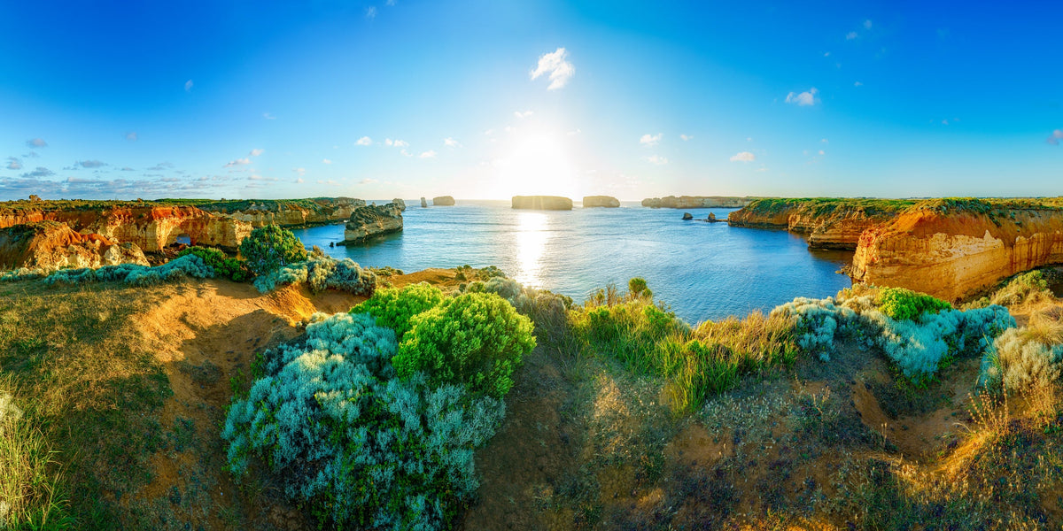 Sunset Island Bay Great Ocean Road Australia Wall Art Canvas Office Home Room Framed 80x45cm