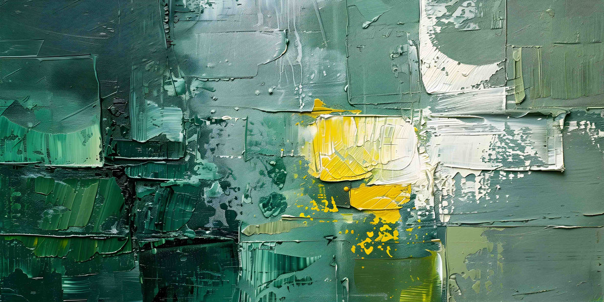 Green Abstract Oil Texture Wall Art Canvas Office Home Room Framed 120x60 cm