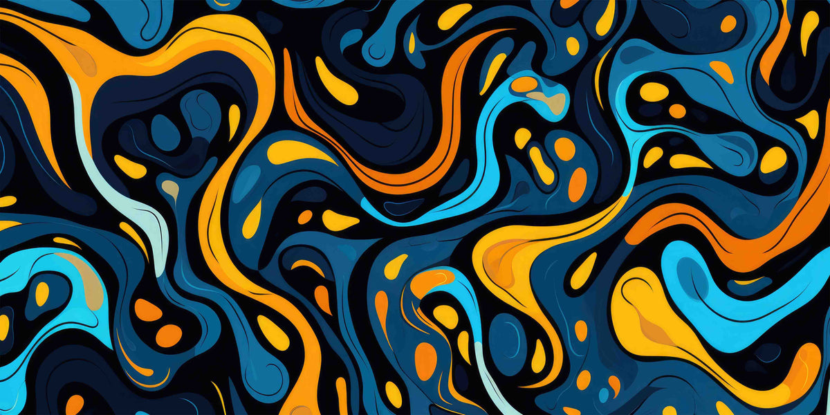 Blue Orange Fluid Liquid Swirl Wall Art Canvas Office Home Room Framed 120x60 cm