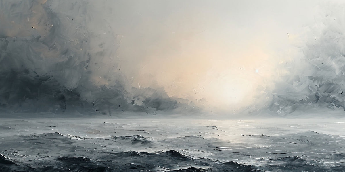 Moody Ocean Horizon Stormy Sea Landscape Wall Art Canvas Office Home Framed 80x45cm