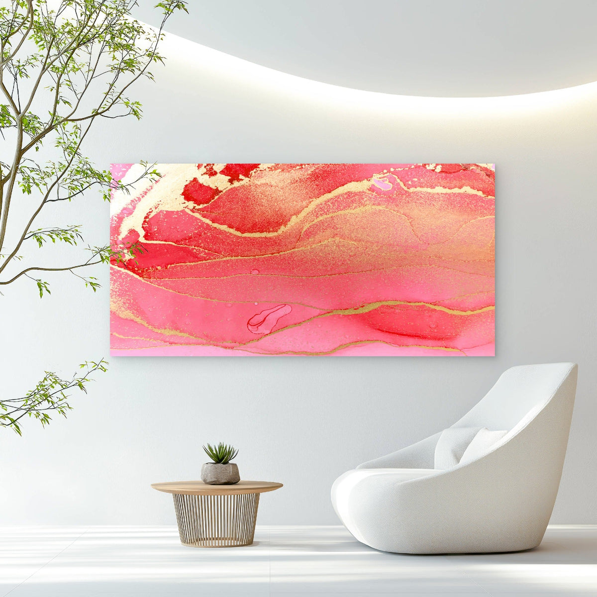 Crimson Gilded Fluid Art Wall Art Canvas Office Home Room Framed 80x45cm