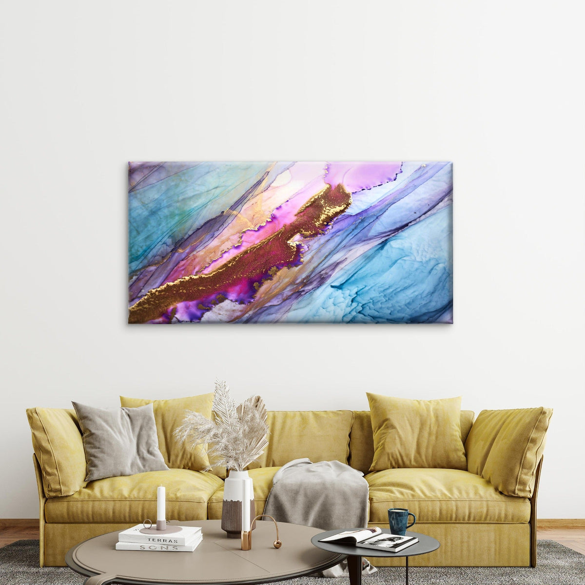 Colorful Abstract Alcohol Ink Wall Art Canvas Office Home Room Framed 120x60cm