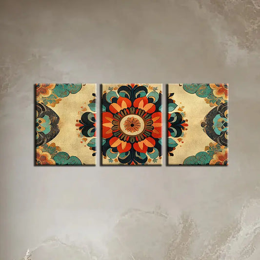 3pcs Cute Mandala Flower Classic Design Metal Print Ready to Hang Art