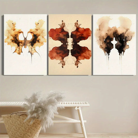 3pcs Painting, abstract butterfly, minimalism, retro style Metal Print Ready to Hang Art