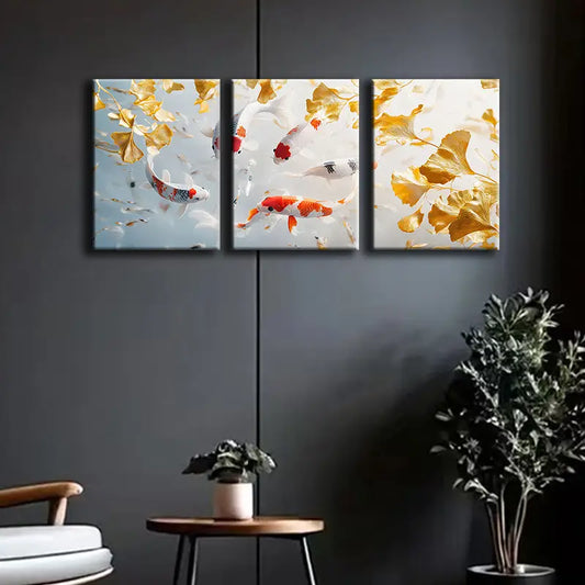 3pcs Colorful koi carp Metal Print Ready to Hang Art