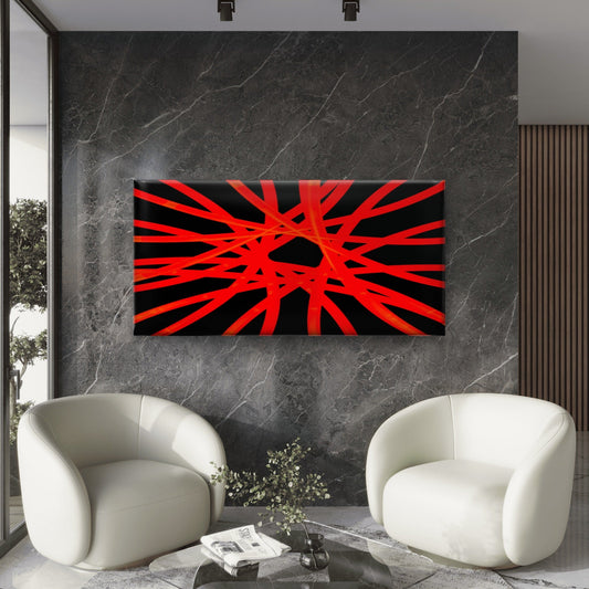 Bright Red Light Abstract Wall Art Canvas Office Home Room Framed 80x45cm