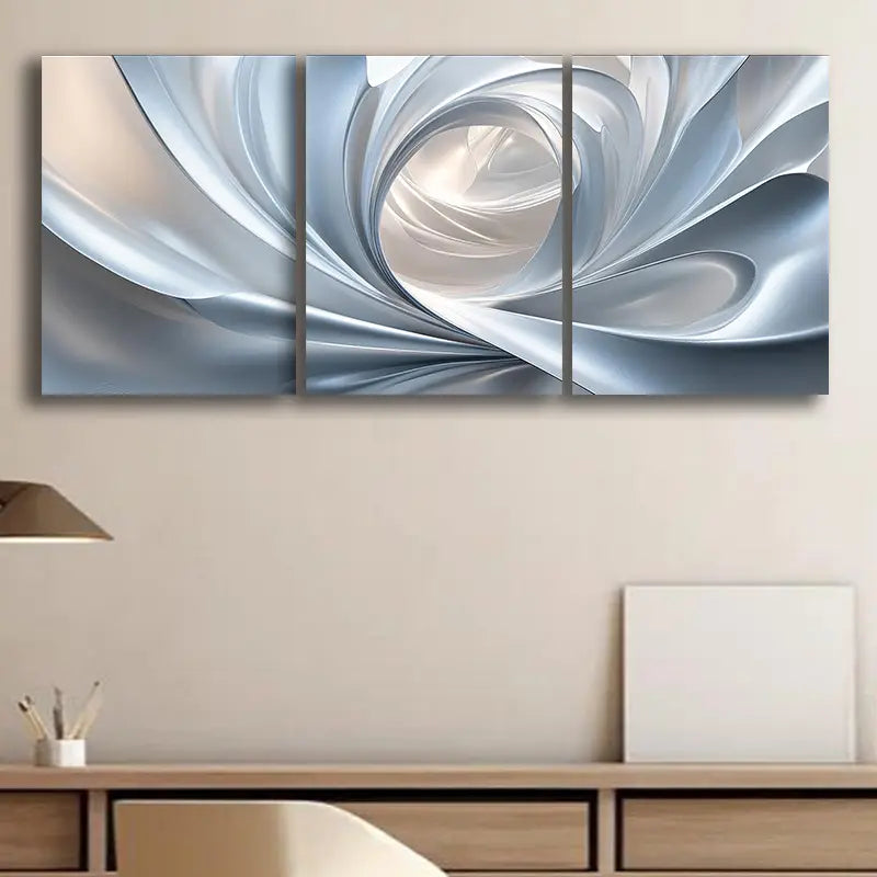 3pcs Abstract Light and White Metal Print Ready to Hang Art