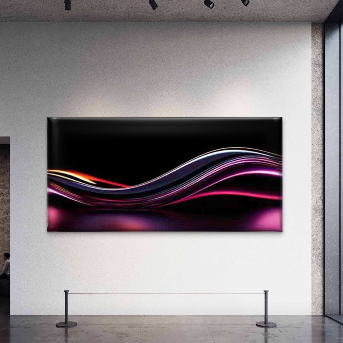 Modern Abstract Wave Wall Art Canvas Office Home Room Framed 80x45cm