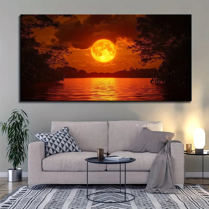 Golden Sunset on Red Sea Wall Art wall canvas office home room framed 120x60cm