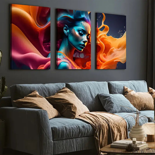 3pcs Modern Style Fashion Abstract Female Figure Art Girly Wall Art Set Canvas Framed 40x60cm - High Quality Print 100% Australian Made Wall Canvas Ready to Hang