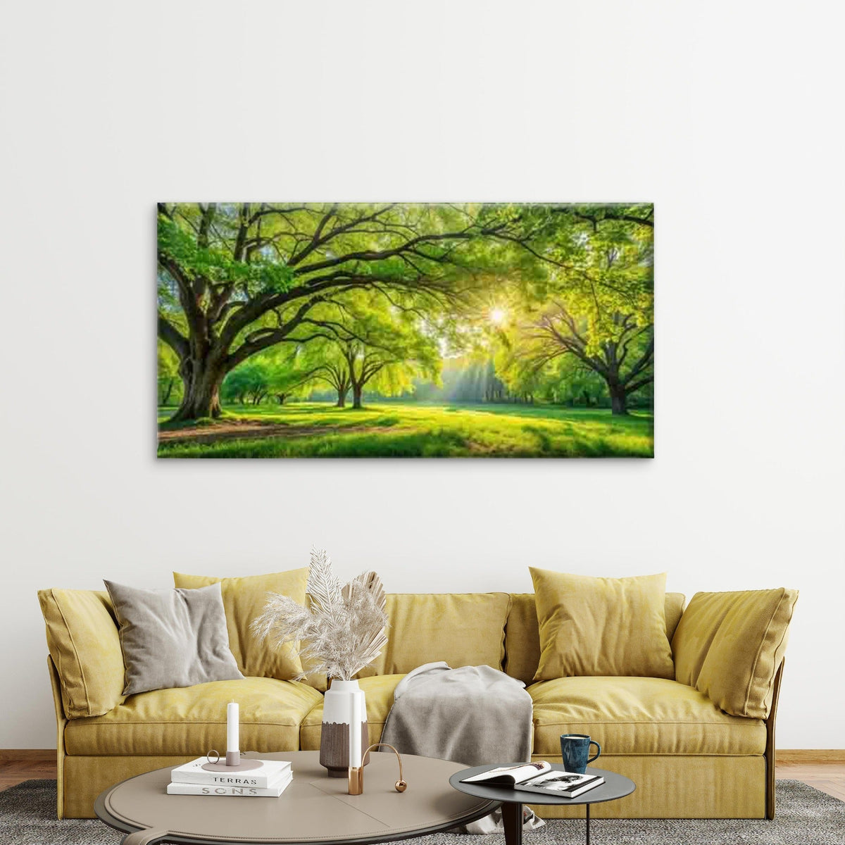 Sunshine Filtering Through TreesWall Art Canvas Office Home Room Framed 80x45cm