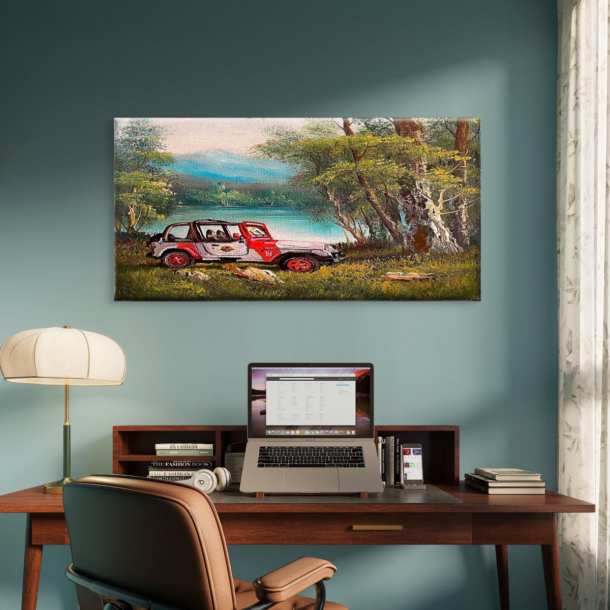 Vintage Offroad Adventure Wall Art Canvas Office Home Room Framed 80x45cm