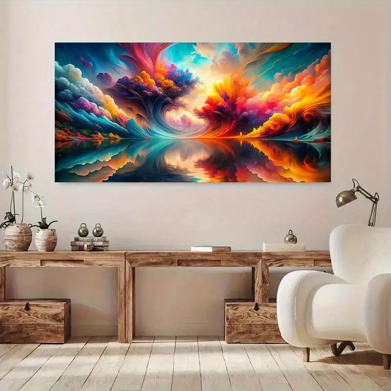Vibrant Sunset-Inspired Swirling Design Wall Art wall canvas office home room framed 120x60cm