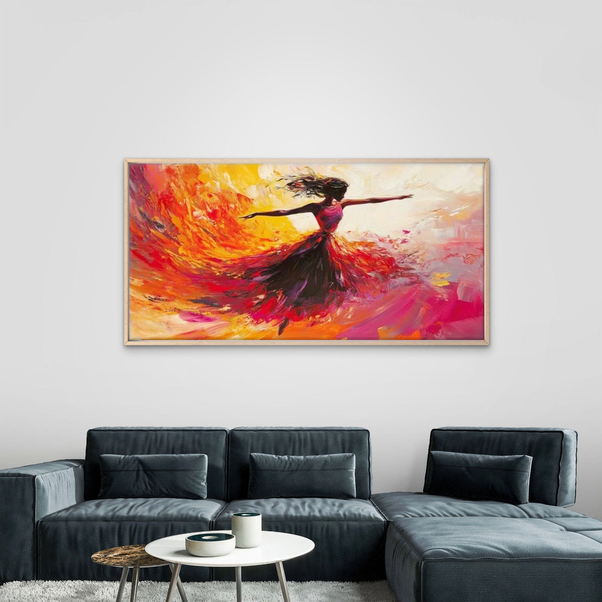 Abstract Swirl Art Dancer Wall Art Canvas Office Home Room Framed 80x45cm