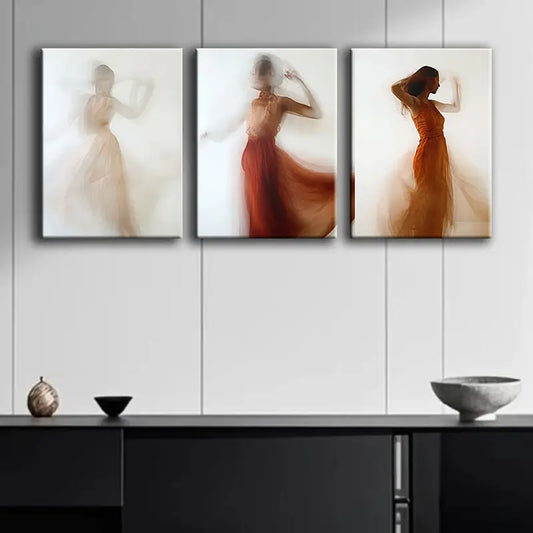 3pcs Abstract Girl Silhouette Metal Print Ready to Hang Art