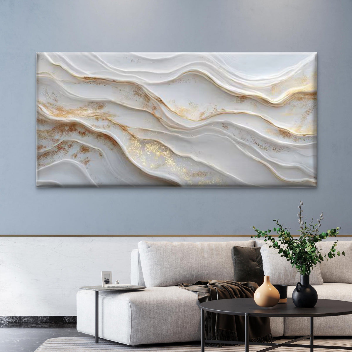Abstract Wave Geometric Wave Pattern Wall Art Canvas Office Home Room Framed 80x45cm