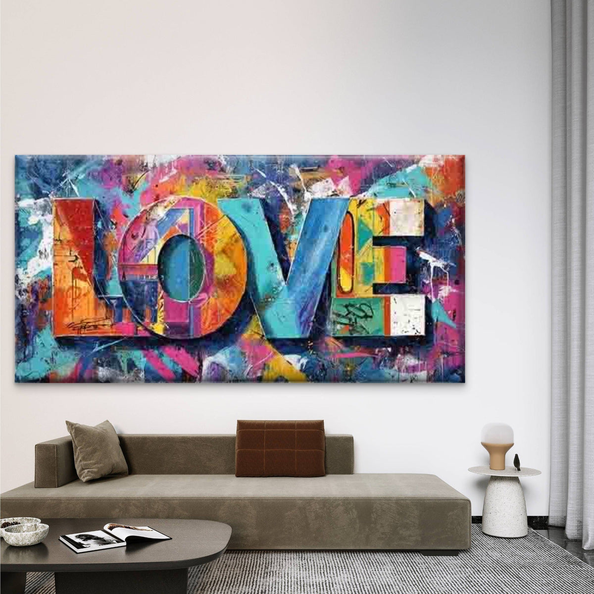 Touch of Love in Vibrant Colors Wall Art Canvas Office Home Room Framed 80x45cm