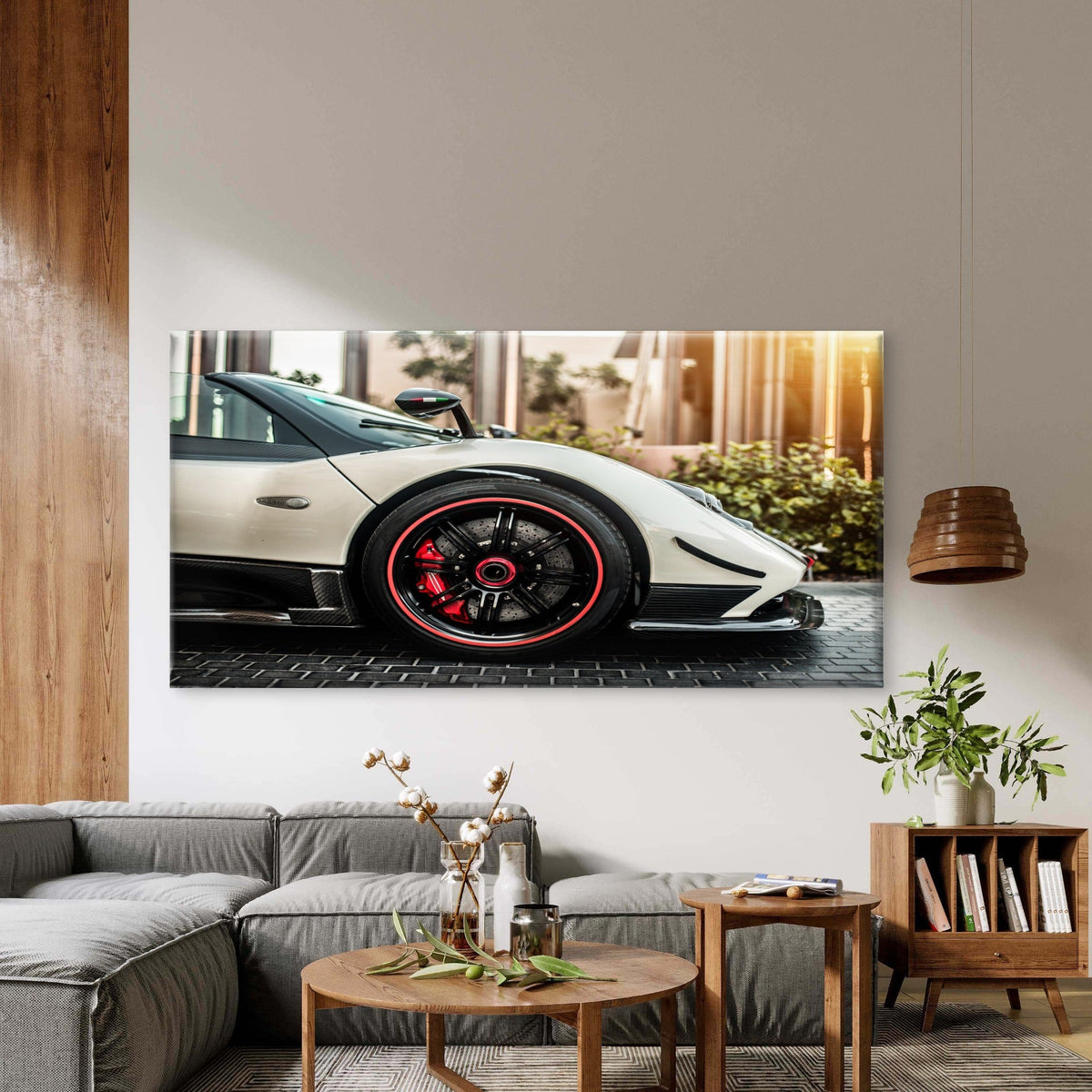 White Pagani Zonda Cinque View Wall Art Canvas Office Home Room Framed 80x45cm
