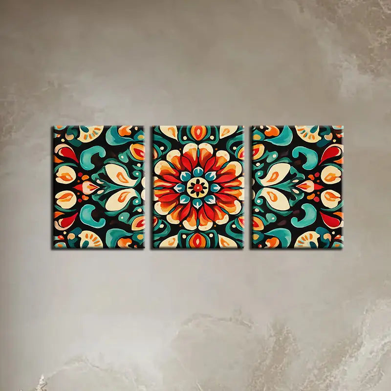 3pcs Charming Mandala Flower Classic Design Metal Print Ready to Hang Art