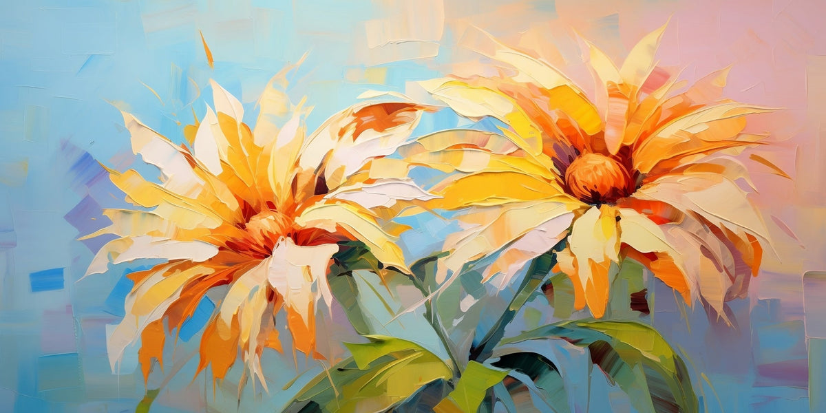 Yellow Daisies Oil Painting Wall Art Canvas Office Home Room Framed 80x45cm