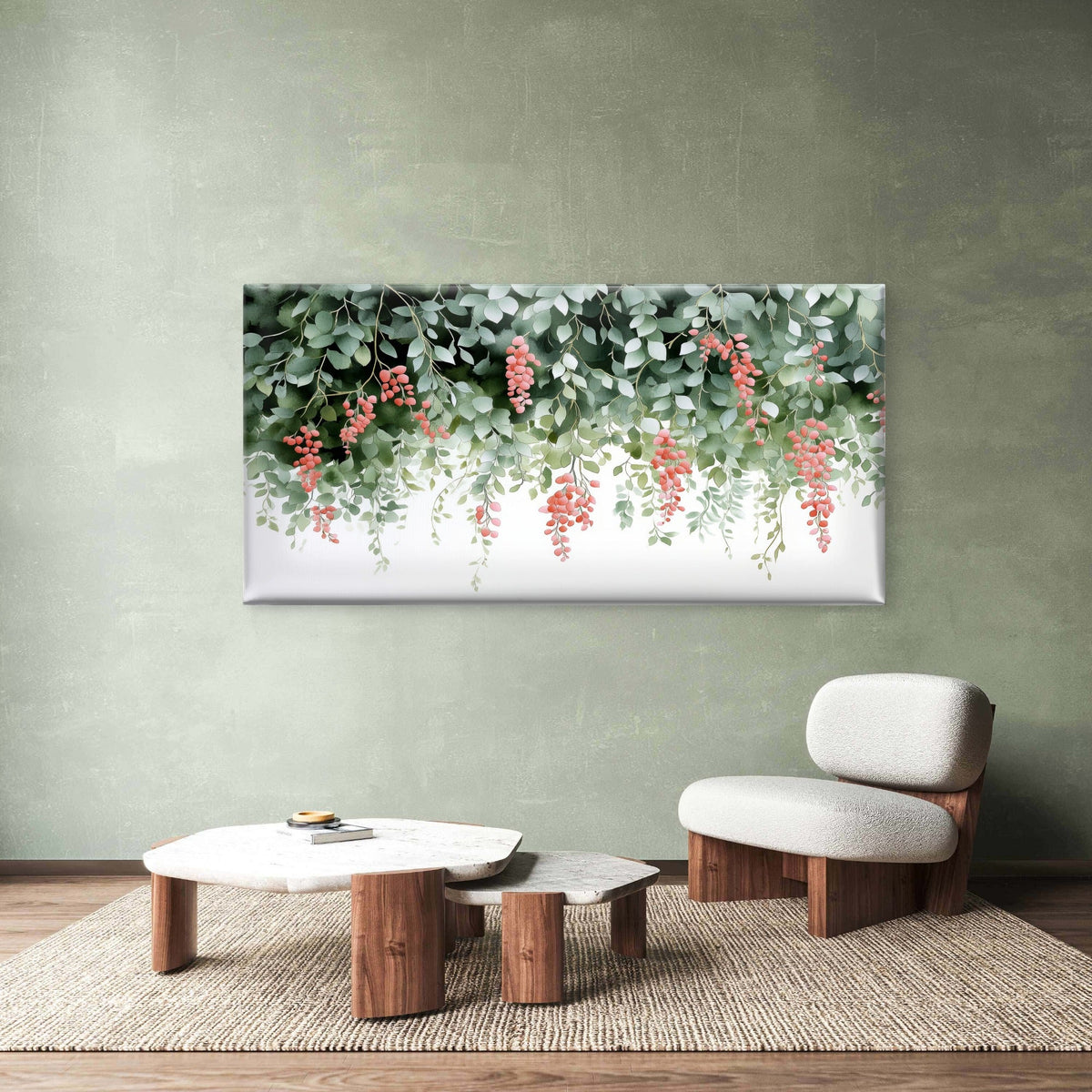 Modern Eucalyptus Greenery Wall Art Canvas Office Home Room Framed 80x45cm
