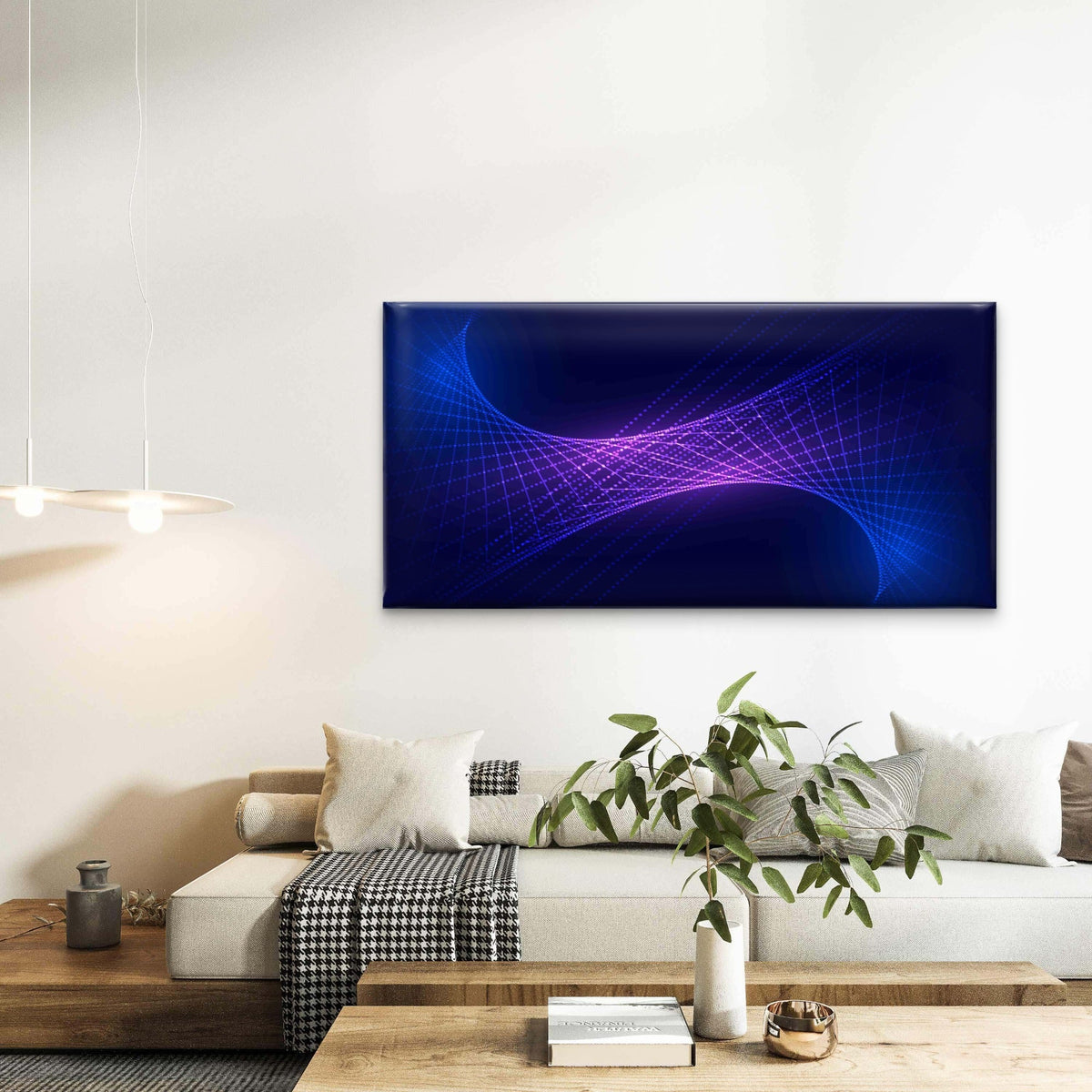Digital Wave Connectivity Wall Art Canvas Office Home Room Framed 80x45cm