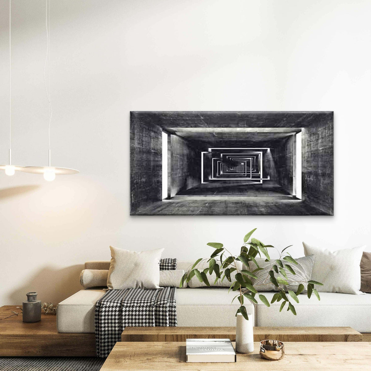 Depicting a Concrete Tunnel Wall Art Canvas Office Home Room Framed 80x45cm
