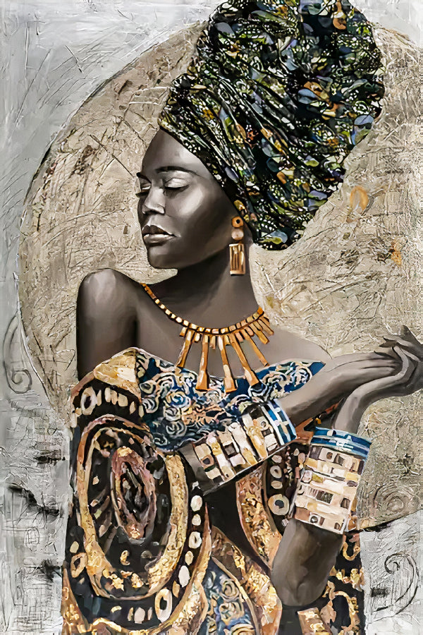 Painting Of a Woman with a Turban Print 100% Australian Made 40x60cm Stretched Canvas Ready to Hang