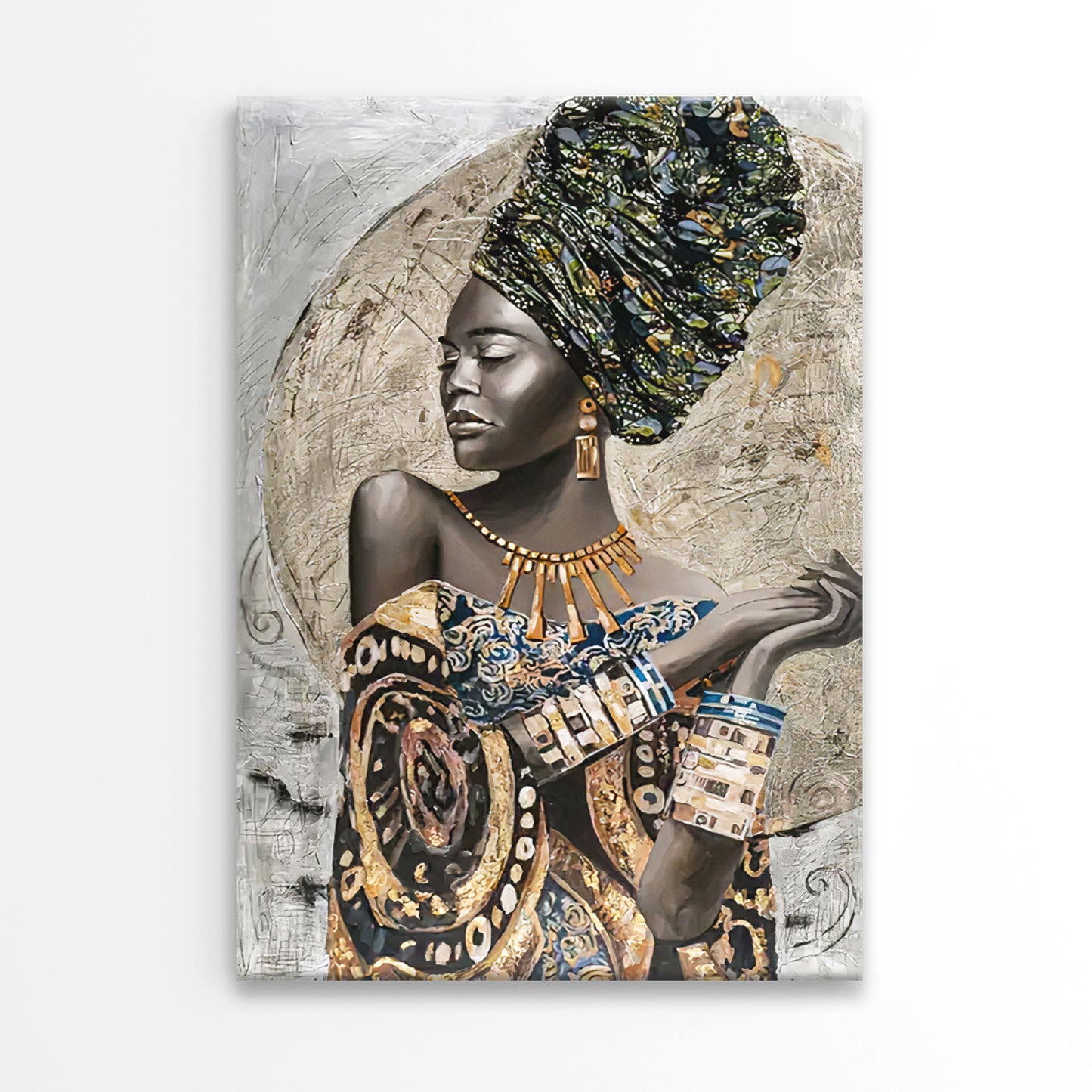 Painting Of a Woman with a Turban Print 100% Australian Made 40x60cm Stretched Canvas Ready to Hang