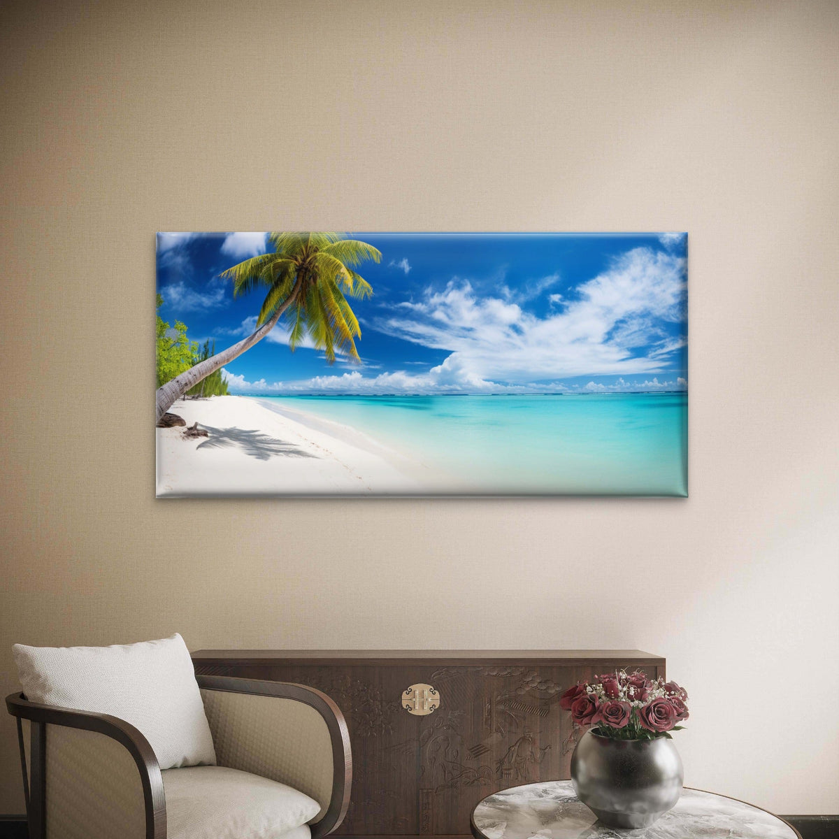 Palm Trees Lean Over Wall Art Canvas Office Home Room Framed 80x45cm