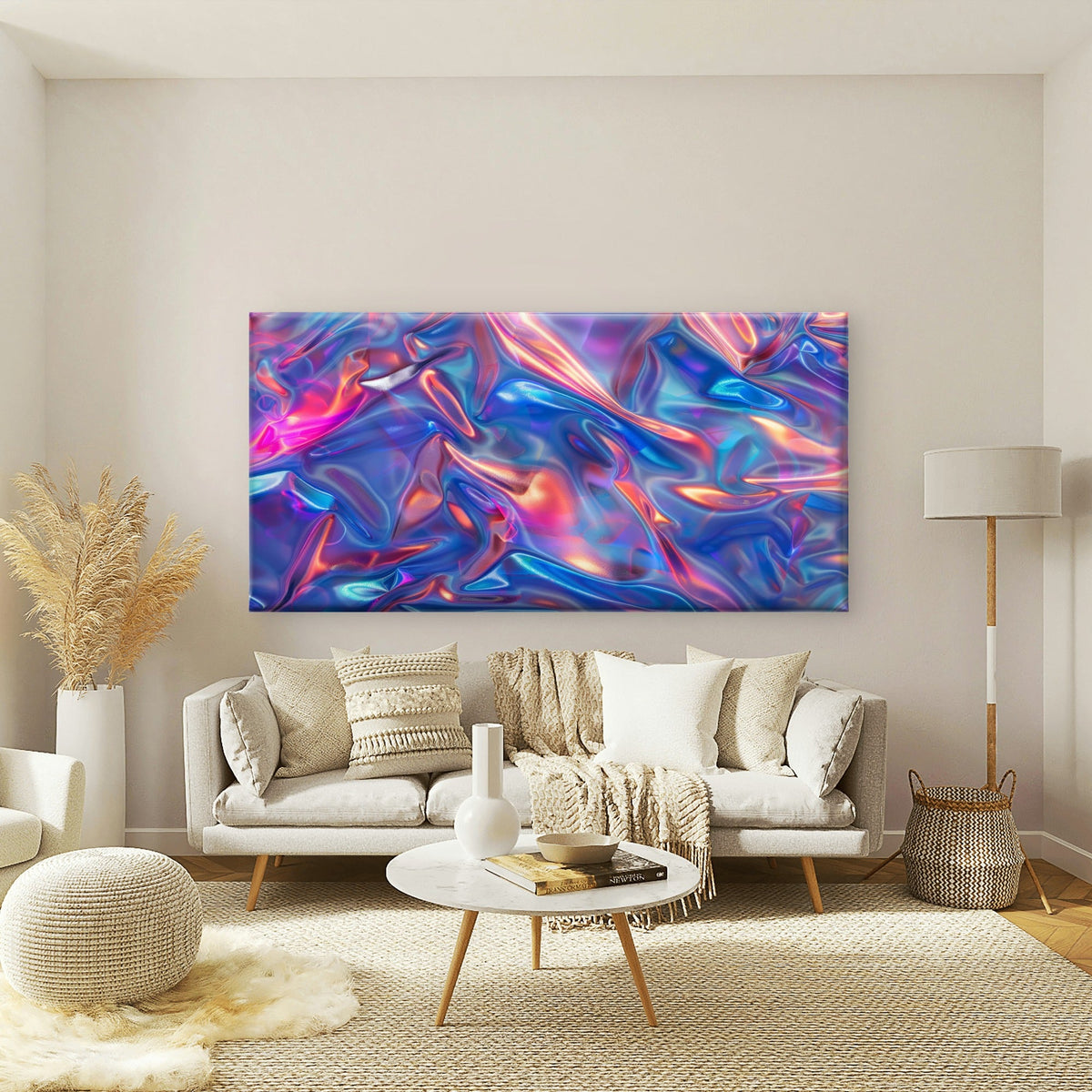Iridescent Liquid Foil Texture Wall Art Canvas Office Home Room Framed 120x60cm
