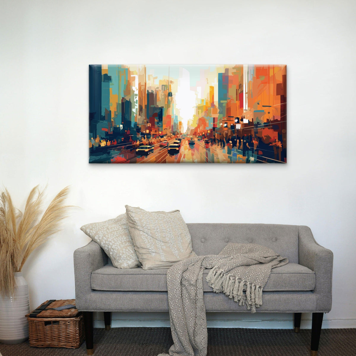 New York City Skyline Abstract Wall Art Canvas Office Home Room Framed 120x60cm