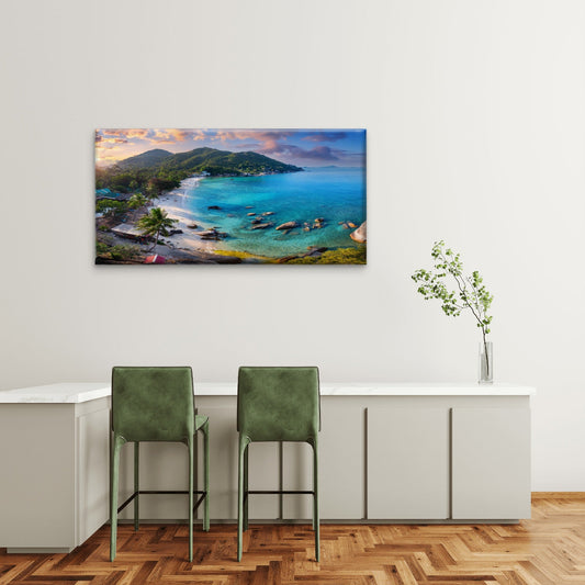 Emerald Green Beach in Koh Samui Thailand Wall Art Canvas Office Home Room Framed 80x45cm