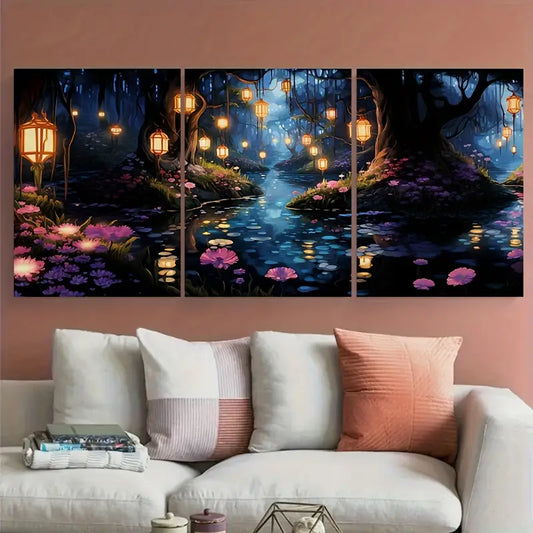 3pcs Enchanted Swamp Forest Fantasy Metal Print Ready to Hang Art
