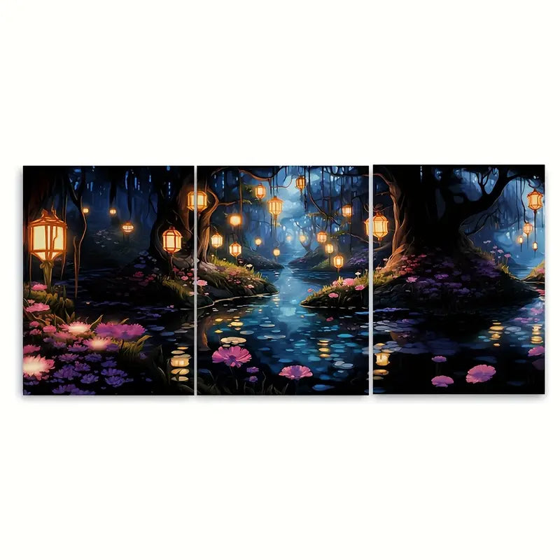 3pcs Enchanted Swamp Forest Fantasy Metal Print Ready to Hang Art