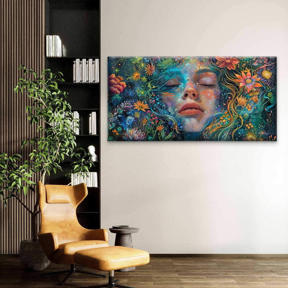 Sleeping Fantasy Woman Floral Wall Art Canvas Office Home Room Framed 80x45cm