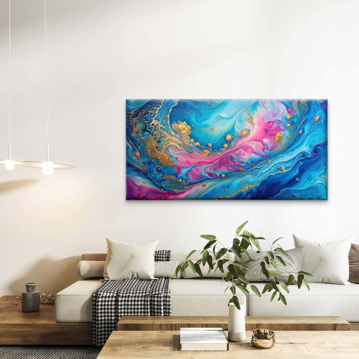 Pastel Galaxy Abstract Swirl Wall Art Canvas Office Home Room Framed 120x60cm