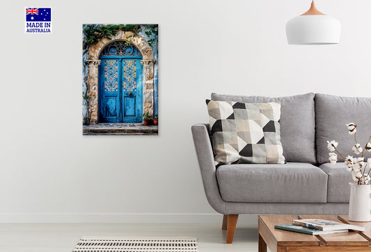 Vintage Decorative Designed Blue Door Print 100% Australian Made 40x60cm Stretched Canvas Ready to Hang