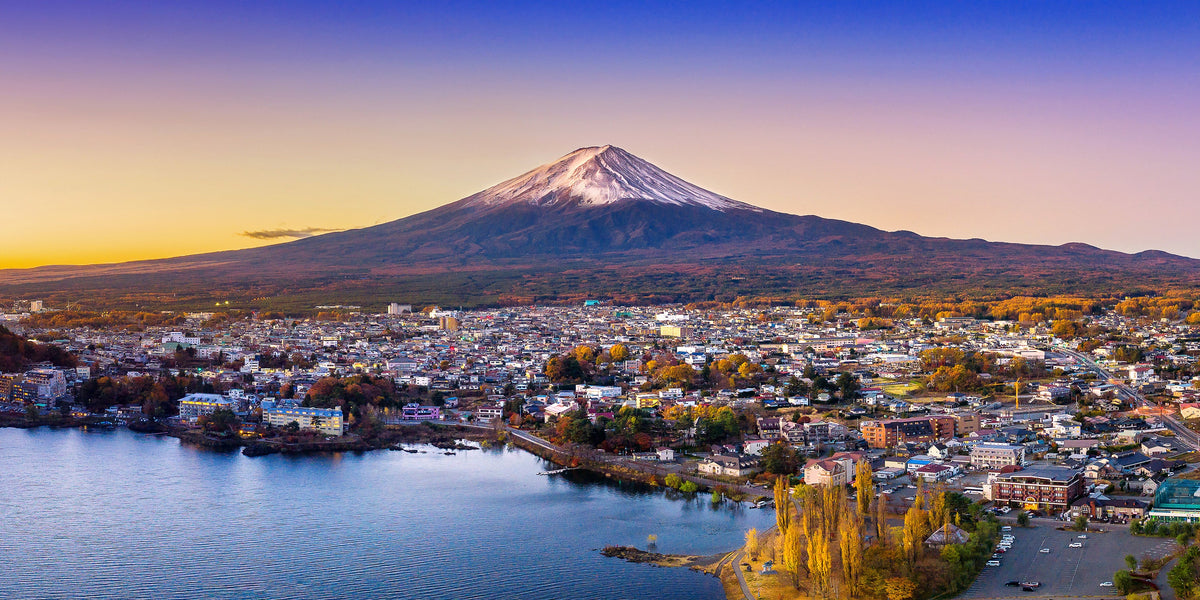 Fuji Mountain Kawaguchiko Lake Sunset Japan Volcanic Wall Art Canvas Office Home Room Framed 80x45cm
