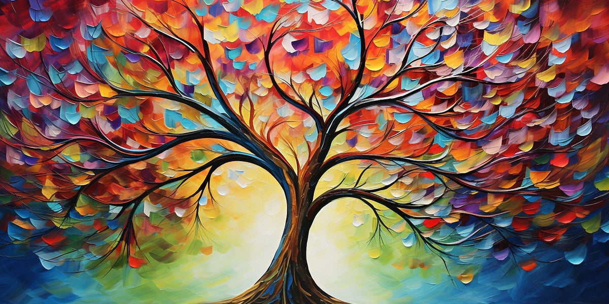 Rainbow Tree of Life Wall Art Canvas Office Home Room Framed 120x60cm