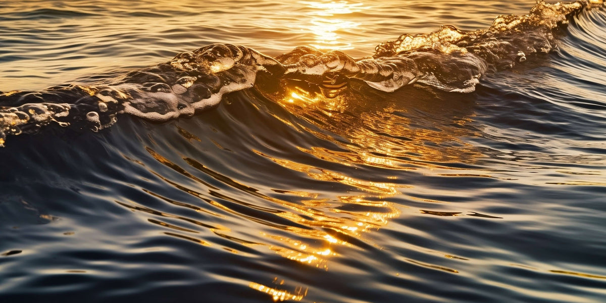 Golden Sunlight Ocean Sunset Wave Wall Art Canvas Office Home Framed 80x45cm
