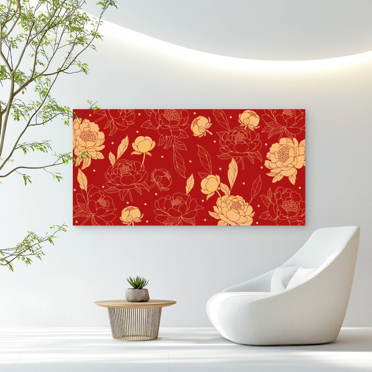 Luxurious Oriental Floral Decor Wall Art Canvas Office Home Room Framed 80x45cm