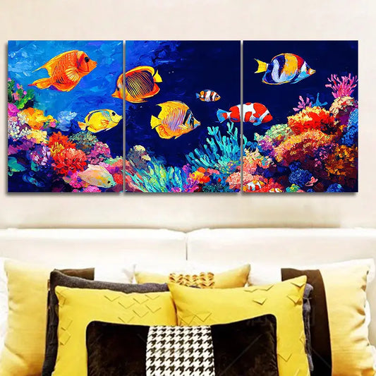3pcs Tropical Fish Sea Metal Print Ready to Hang Art