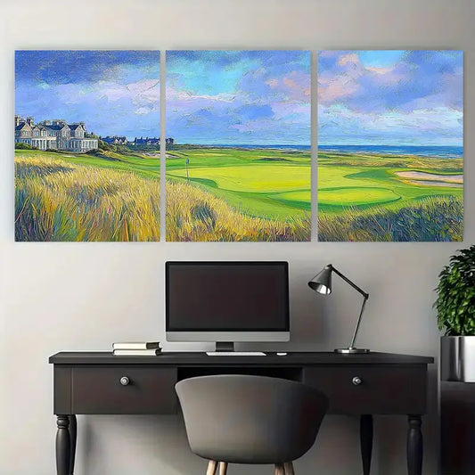 3pcs Royal St George's Golf Course Metal Print Ready to Hang Art
