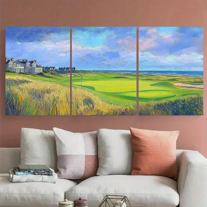 3pcs Royal St George's Golf Course Metal Print Ready to Hang Art