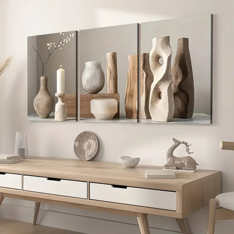 3pcs Modern Simple Light Luxury Abstract Art Wall Art Set Canvas Framed 40x60cm - High Quality Print 100% Australian Made Wall Canvas Ready to Hang
