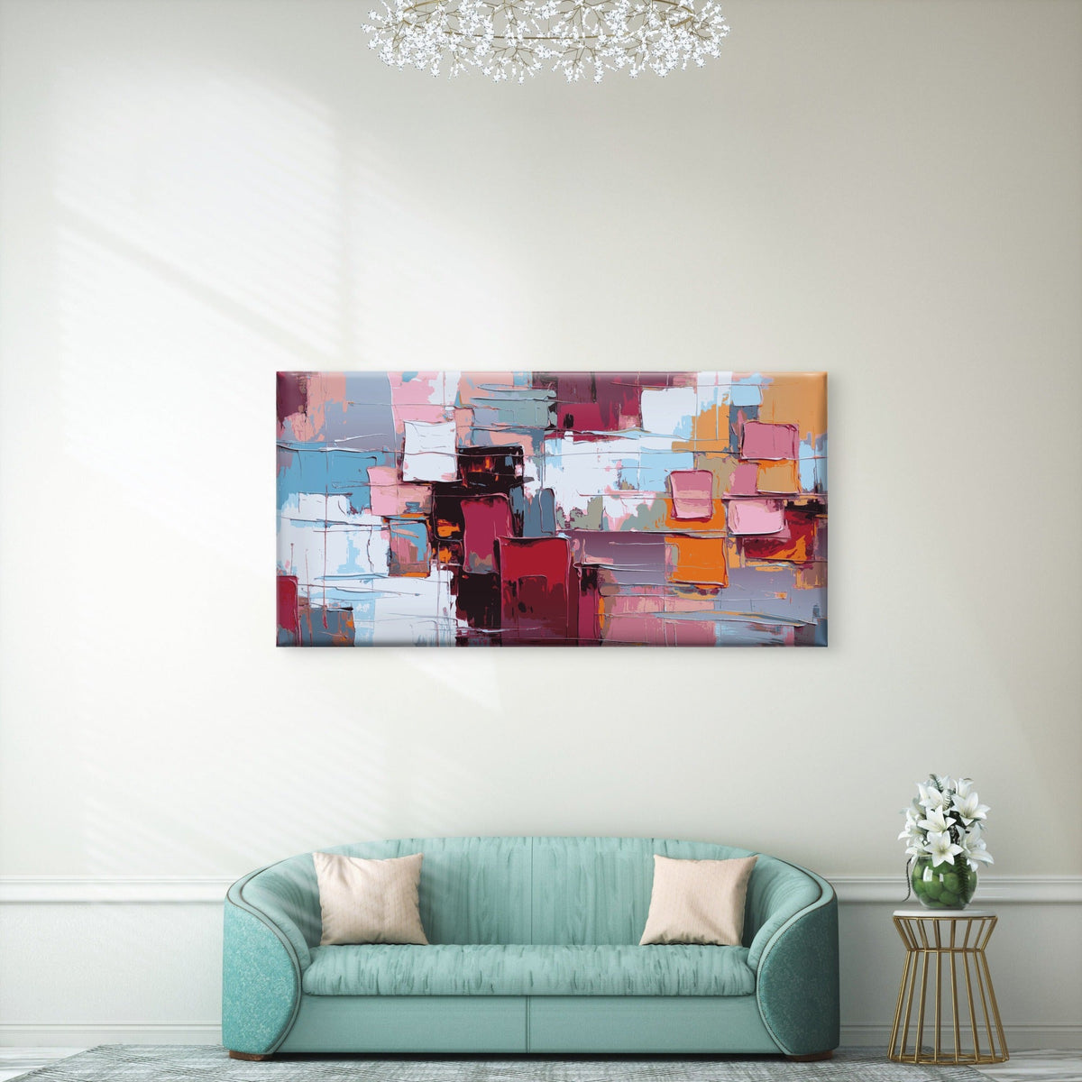 Abstract Color Block Palette Wall Art Canvas Office Home Room Framed 120x60cm
